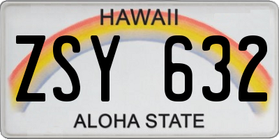 HI license plate ZSY632