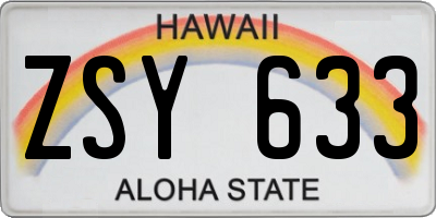 HI license plate ZSY633