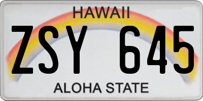 HI license plate ZSY645