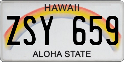 HI license plate ZSY659