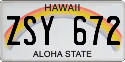 HI license plate ZSY672