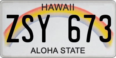 HI license plate ZSY673