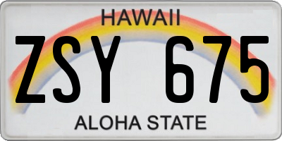 HI license plate ZSY675