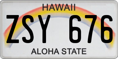HI license plate ZSY676