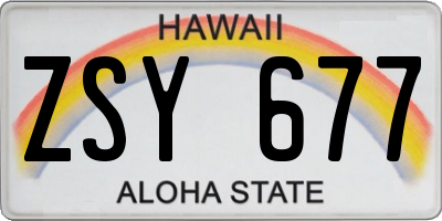 HI license plate ZSY677