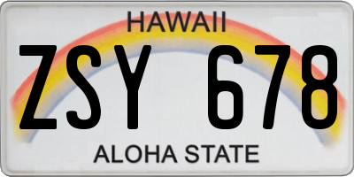 HI license plate ZSY678