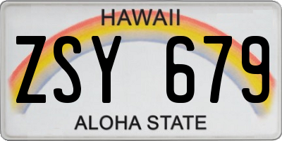 HI license plate ZSY679