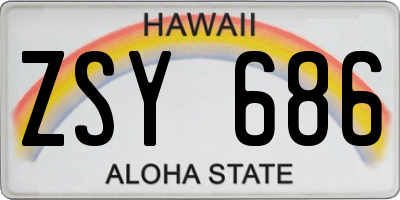 HI license plate ZSY686