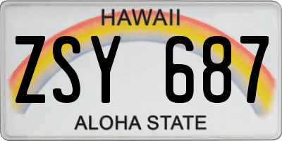 HI license plate ZSY687