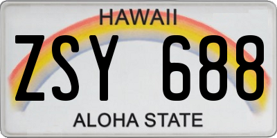 HI license plate ZSY688