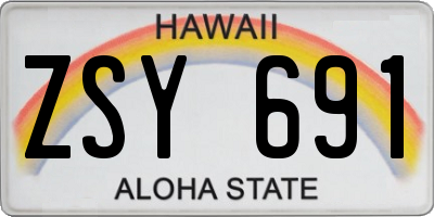 HI license plate ZSY691