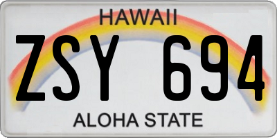 HI license plate ZSY694