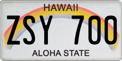 HI license plate ZSY700