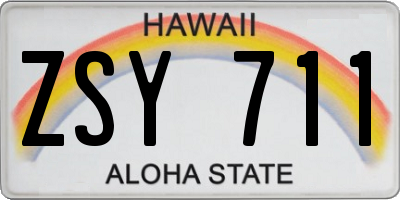 HI license plate ZSY711