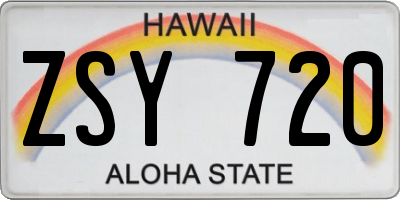 HI license plate ZSY720