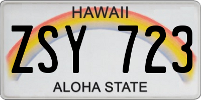 HI license plate ZSY723
