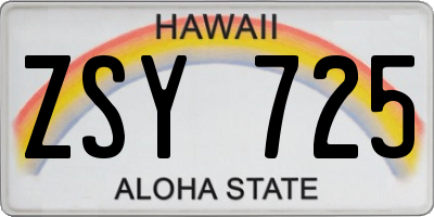 HI license plate ZSY725