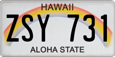 HI license plate ZSY731