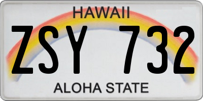 HI license plate ZSY732
