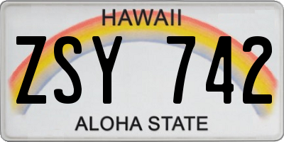 HI license plate ZSY742