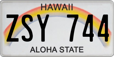 HI license plate ZSY744