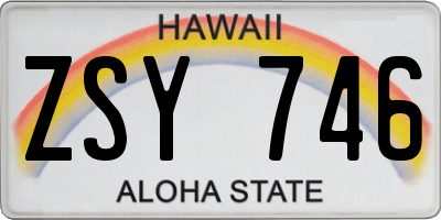 HI license plate ZSY746