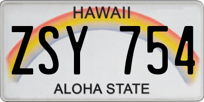 HI license plate ZSY754