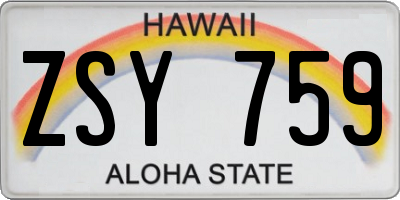 HI license plate ZSY759