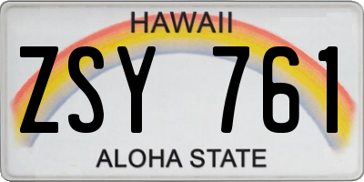 HI license plate ZSY761