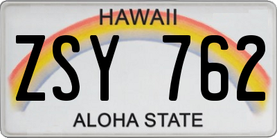 HI license plate ZSY762