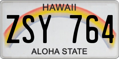 HI license plate ZSY764
