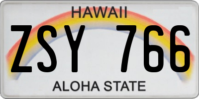 HI license plate ZSY766