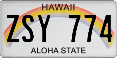 HI license plate ZSY774