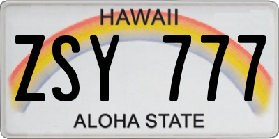 HI license plate ZSY777