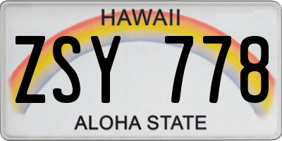 HI license plate ZSY778