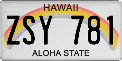 HI license plate ZSY781