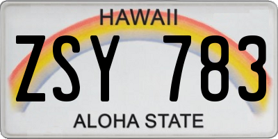 HI license plate ZSY783