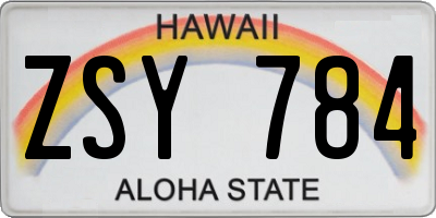 HI license plate ZSY784
