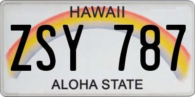 HI license plate ZSY787