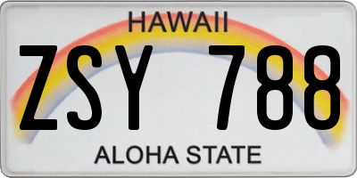HI license plate ZSY788