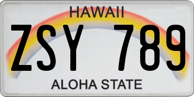 HI license plate ZSY789