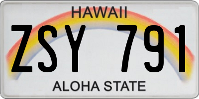 HI license plate ZSY791