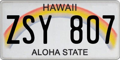 HI license plate ZSY807