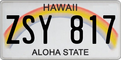 HI license plate ZSY817