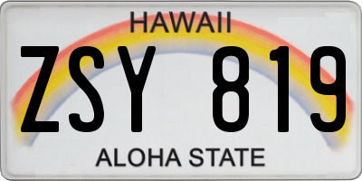 HI license plate ZSY819