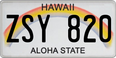 HI license plate ZSY820