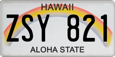 HI license plate ZSY821