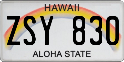 HI license plate ZSY830