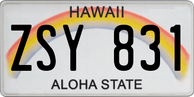 HI license plate ZSY831