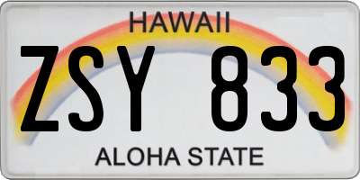 HI license plate ZSY833